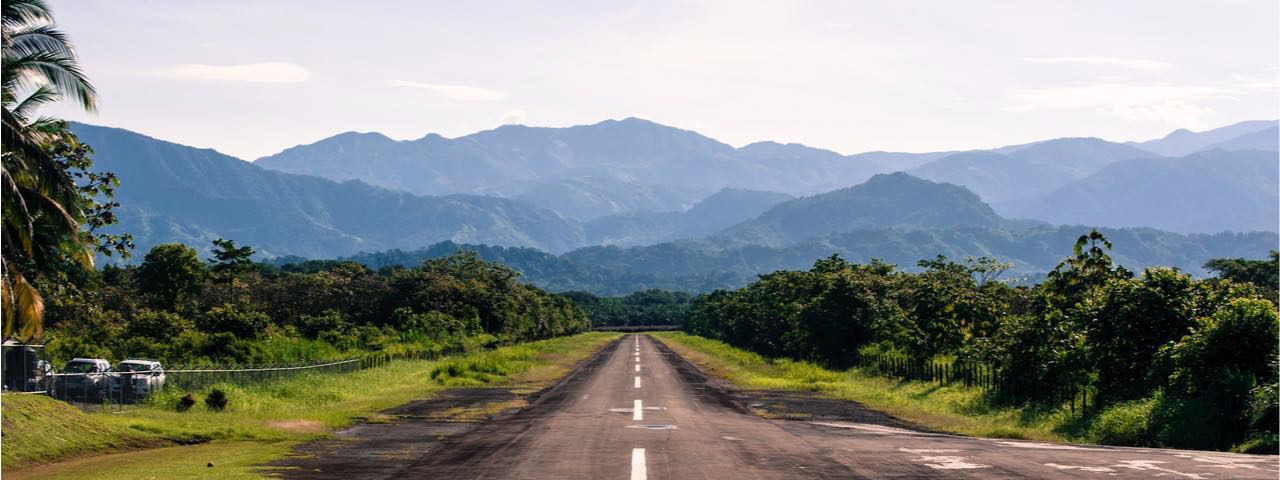 Airport runway on a remote island